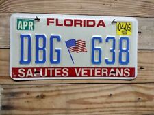 2018 Expired Florida Salutes Veteran license plate DBG 638 picture