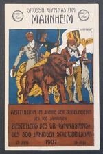 GROSSH GYMNASIUM MANNHEIM 1907 circus circus circus lion lion lion postcard picture