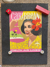 1960s Caribbean Travel Poster, Delta Airlines, Original Travel Poster, picture