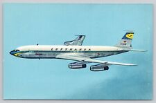 Lufthansa Airplane D-ABOB, Boeing Jet 720, Airline Issued, Vintage Postcard picture