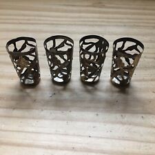 4 Vintage 1950s Sterling Silver Floral SHOT GLASS Cup No Glass Made in  Mexico picture