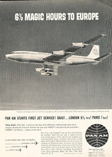 1958 Pan Am Airline 6 Hours to Europe Vintage Advertisement Print Ad J467 picture