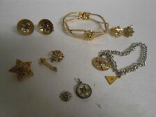 Vtg Order Of The Eastern Star Masonic Pin Brooch Earrings, Bracelet, Jewelry Lot picture