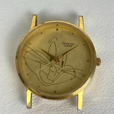 Vintage Armitron Bugs Bunny Watch Men Gold Tone NO BAND Round New Battery 1992 picture