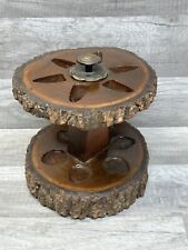 Round Rustic Live Edge Wooden Pipe Stand 6 Pipes Tobacco Vintage Estate (S3) picture
