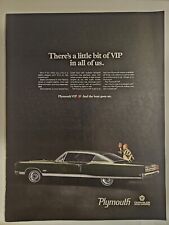 Print Ad 1968 Plymouth Fury VIP Vinyl Top Man Tux Woman Fur Coat Chrysler  picture