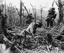 US Marines advance past dead Japanese soldier 8X10 World War II WW2 Photo 361 picture