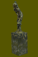 Bronze Sculpture Multi Color Patina Classic Original Artwork Marble Base Figure picture