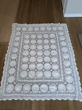 VNTG Handmade Cream Colored Crocheted Tablecloth/Bed Cover Few Flaws (SeePhotos) picture
