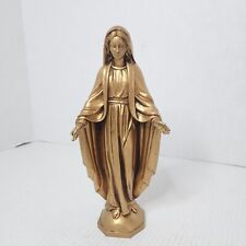 Golden Unmarked VTG Virgin Mary Statue 10.5 Inches High Religious Collectible picture