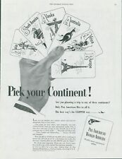 1948 Pan American World Airlines Deck of Cards Pick Continent Vtg Print Ad SP20 picture