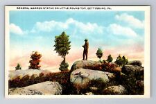 Gettysburg PA-Pennsylvania, Gen Warren Statue Little Round Top, Vintage Postcard picture