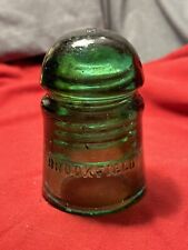 Vintage Brookfield OO Emerald/olive Green Pony Glass Insulator RARE picture