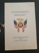 1941 Commanders Banquet Program Kelly Mansfield Post American Legion Piedmont WV picture