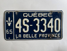 1965 Quebec License Plate All Original picture