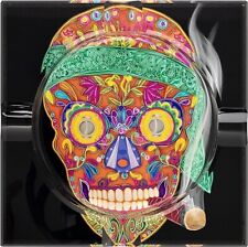 Crystal Cigar Ashtray Calavera Skull Dia de los Muertos Art Premium Ashtray picture