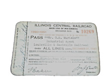 1960 1961 ILLINOIS CENTRAL RAILROAD EMPLOYEE PASS picture