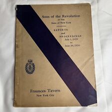 Sons Of The Revolution Booklet New York Reports And Proceedings 1930 picture