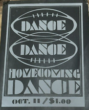 Vintage 1960s Homecoming Dance Poster Black & Gray 12.75 X 17.5 Football picture