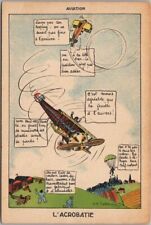 Vintage French Aviation Comic Postcard 