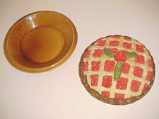 OVEN & BACK Vintage Brown Kiln Glaze Pottery Ceramic Cherry Pie Plate Cover 10