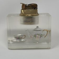 Vintage Lipton Tea Acrylic Table Lighter Advertising Refillable w/ Removable Top picture
