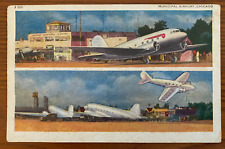 1942 Vintage Municipal Airport Chicago IL Prop Airplanes picture