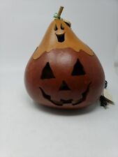 Vintage Meadowbrooke Gourds Lighted Orange Pumpkin Halloween Jack O Lantern 12
