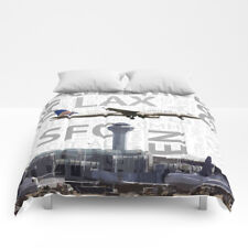 United Airlines Boeing Airbus A320 with ORD Art - Queen Size Comforter picture