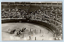 Tijuana BC Mexico Postcard Afternoon Bull Fight c1930's Posted RPPC Photo picture