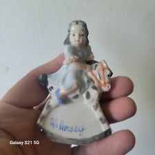 Antique MZ Dresden Lace Ireland Figurine Girl On Rocking Horse Porcelain Figure  picture
