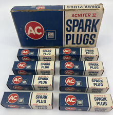 GM AC ACNITER 2 SPARK PLUGS BOX OF 8 VINTAGE GREEN RINGS R45TS picture