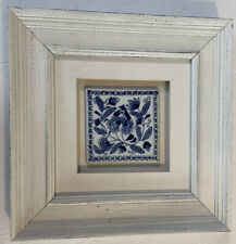 Vintage DELFT Tile Blue & White Flowers Framed Target 2000 #1 In Series picture