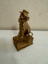 Vtg Antique Bronze Mr. Punch's Dog Toby Sitting on Books Figurine / Paperweight picture
