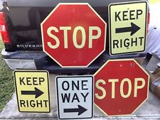 HUGE LOT OF (5) STOP SIGNS AND “ONE WAY” “KEEP RIGHT” ALUMINUM picture