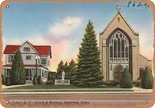 Metal Sign - Connecticut Postcard - St. John's R.C. Church & Rectory, Saybrook, picture