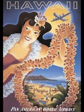 Vintage Style Hawaii Pan American World Airways Poster  by K. Erickson B picture