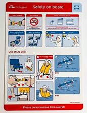 KLM CITYHOPPER Embraer 175/190 Airline Safety Card Instructions Nov 2017 picture