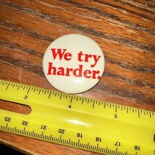 Vtg Avis Rent A Car We Try Harder Button Lapel Pin  Hat Pin picture