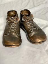Bronze Baby Shoes  ~ 1950’s Toddler Pussy Foots Savage Leather Shoes picture