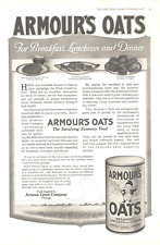 1918 Armour Oats Antique Ad WW1 Era Satisfying Economy Food War Conservation picture