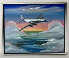 Vtg Richard R Broome United Airlines Painting Sunset San Francisco Bridge 21x17 picture