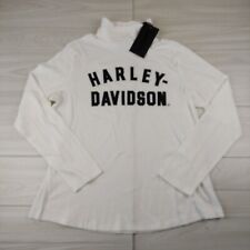 Harley Davidson Turtleneck Womens 2XL Off White Ribbed Biker Embroidered NWT  picture