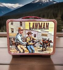 Vintage 1961 LAWMAN Lunch Box No Thermos Metal Lunchbox Western Cowboy Beautiful picture
