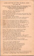 Postcard /Trade 1930's Poem  Mrs. Ellen E. Jack for General William J. Palmer picture