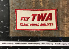 Vtg Fly TWA Trans World Airlines Aviation Logo Sew-On Uniform Patch Twill picture
