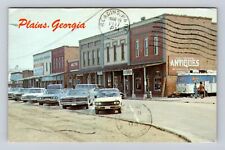 Plains GA-Georgia, Main Street, Advertisement, Vintage c1977 Souvenir Postcard picture