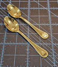 THAI AIRWAYS INTERNATIONAL Gold Plated Tea Spoon Set (2) RARE Collector Gift NEW picture