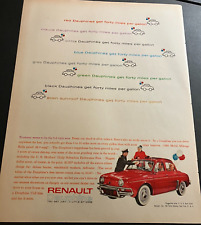 Red 1960 Renault Dauphine - Vintage Original Automotive Color Print Ad Wall Art picture
