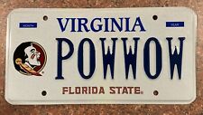 Exp Va DMV Virginia Issued Va License Plate Florida State POWWOW Collegiate Tag picture